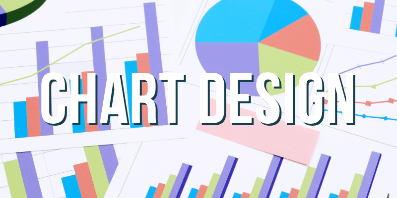 Decoration only: A rectangular image with a bunch of multi-color charts and graphs in the background behind white text that says "CHART DESIGN."
