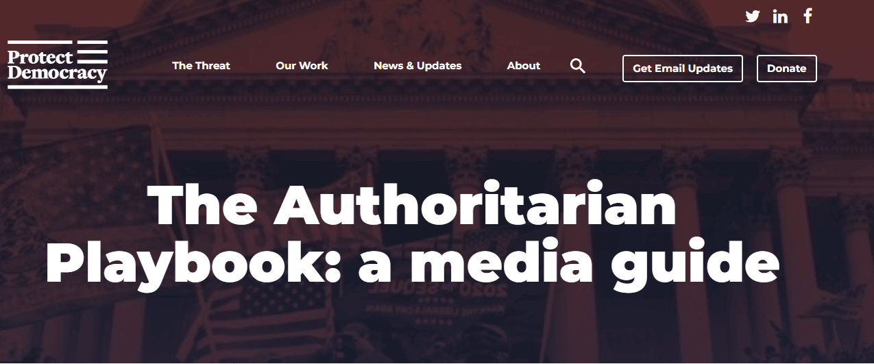 DECORATION ONLY: A screenshot of a banner image that reads, "Authoritarian playbook: a media guide"